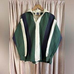 1990S GAP HEAVYWEIGHT COTTON RUGBY SHIRT - Small